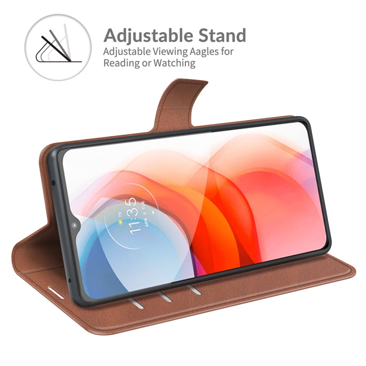 Retro Calf Pattern Buckle Card Wallet Left and Right Flip Phone Holster with Bracket Function For Motorola G Play 2021