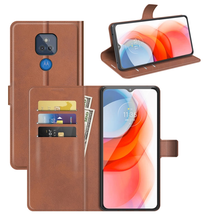 Retro Calf Pattern Buckle Card Wallet Left and Right Flip Phone Holster with Bracket Function For Motorola G Play 2021