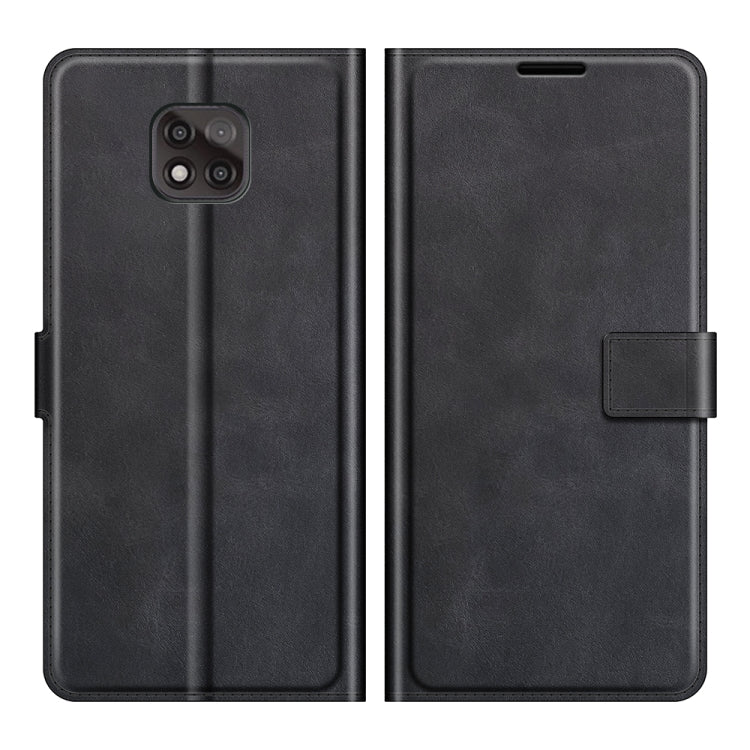 Retro Calf Pattern Buckle Card Wallet Left and Right Flip Phone Holster with Bracket Function For Motorola G Power 2021