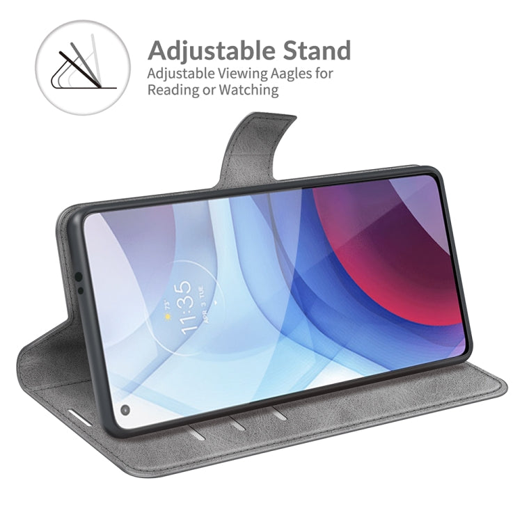 Retro Calf Pattern Buckle Card Wallet Left and Right Flip Phone Holster with Bracket Function For Motorola G Power 2021