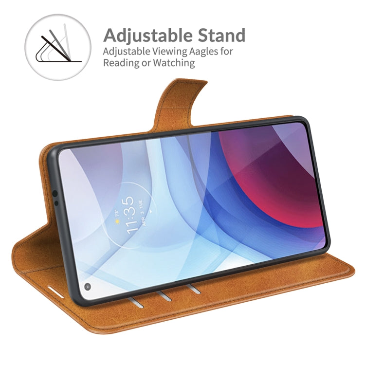 Retro Calf Pattern Buckle Card Wallet Left and Right Flip Phone Holster with Bracket Function For Motorola G Power 2021