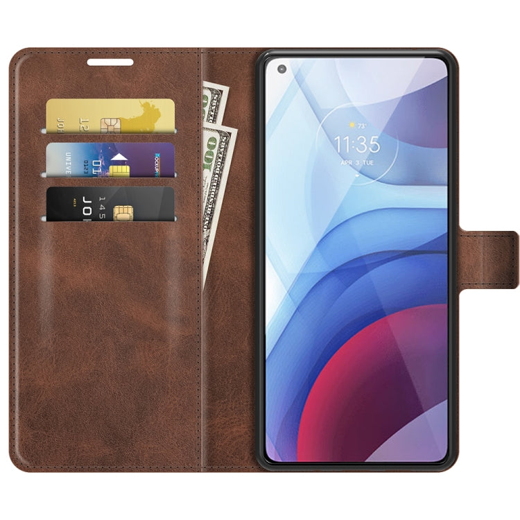 Retro Calf Pattern Buckle Card Wallet Left and Right Flip Phone Holster with Bracket Function For Motorola G Power 2021