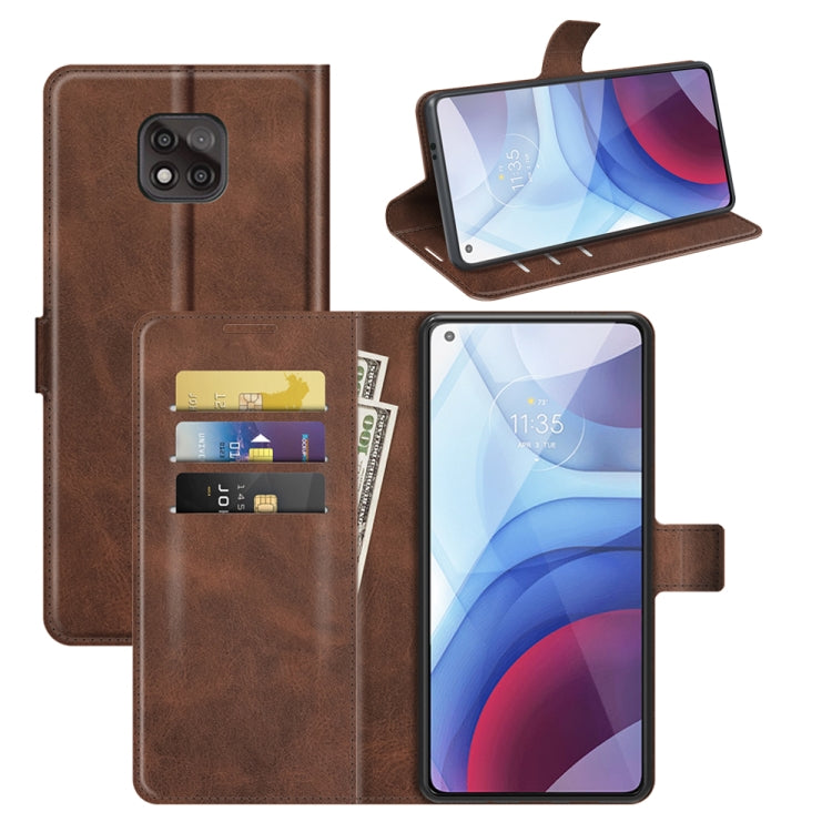 Retro Calf Pattern Buckle Card Wallet Left and Right Flip Phone Holster with Bracket Function For Motorola G Power 2021
