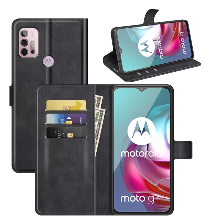 Retro Calf Pattern Buckle Card Wallet Left and Right Flip Phone Holster with Bracket Function For Motorola G30 / G10