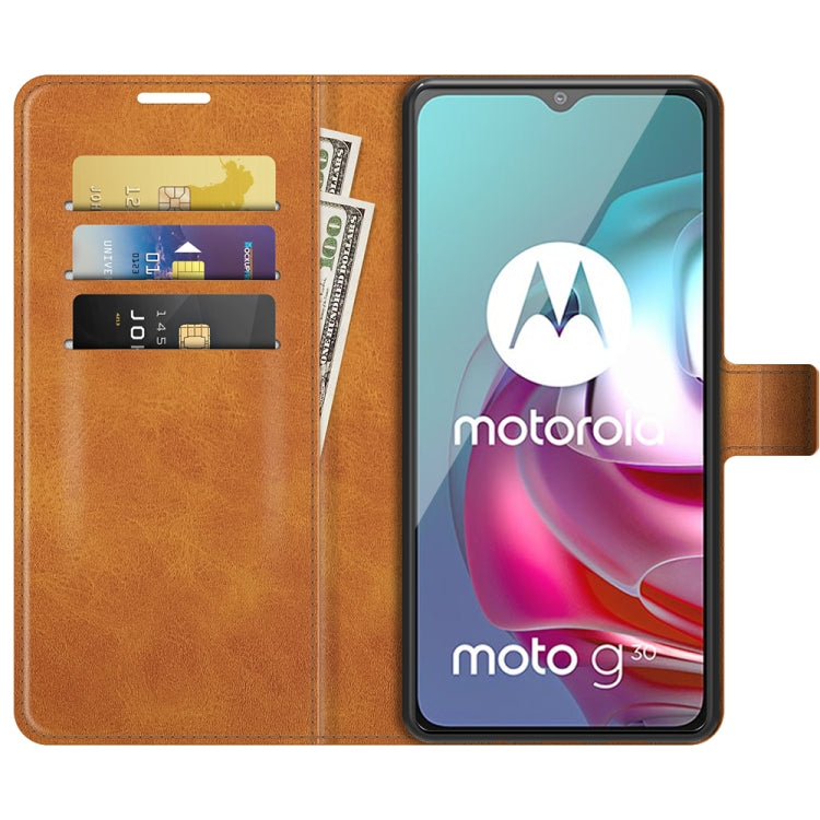 Retro Calf Pattern Buckle Card Wallet Left and Right Flip Phone Holster with Bracket Function For Motorola G30 / G10