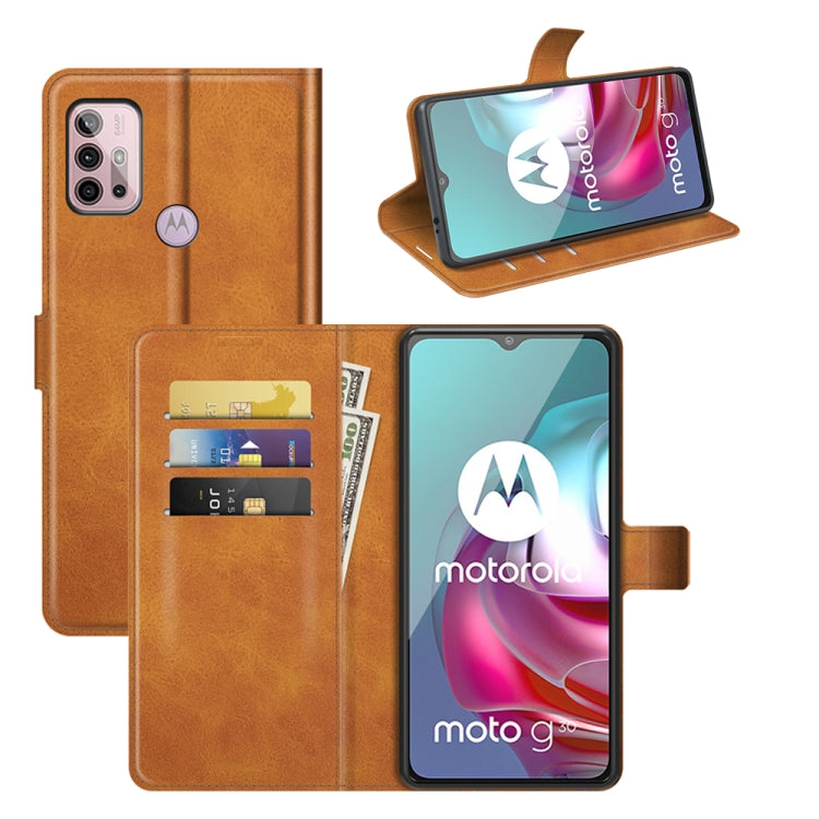 Retro Calf Pattern Buckle Card Wallet Left and Right Flip Phone Holster with Bracket Function For Motorola G30 / G10