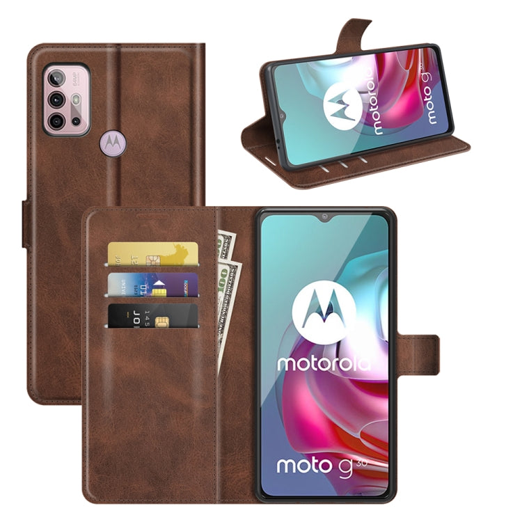 Retro Calf Pattern Buckle Card Wallet Left and Right Flip Phone Holster with Bracket Function For Motorola G30 / G10