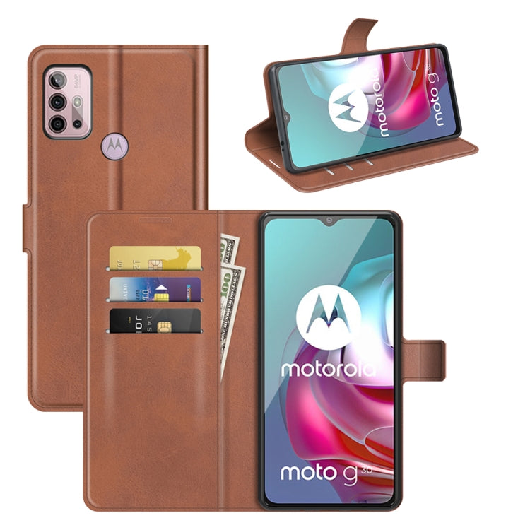 Retro Calf Pattern Buckle Card Wallet Left and Right Flip Phone Holster with Bracket Function For Motorola G30 / G10