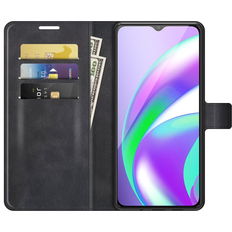 Retro Calf Pattern Buckle Card Wallet Left and Right Flip Phone Holster with Bracket Function For OPPO Realme C12