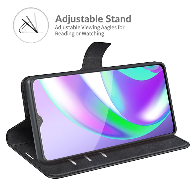 Retro Calf Pattern Buckle Card Wallet Left and Right Flip Phone Holster with Bracket Function For OPPO Realme C12