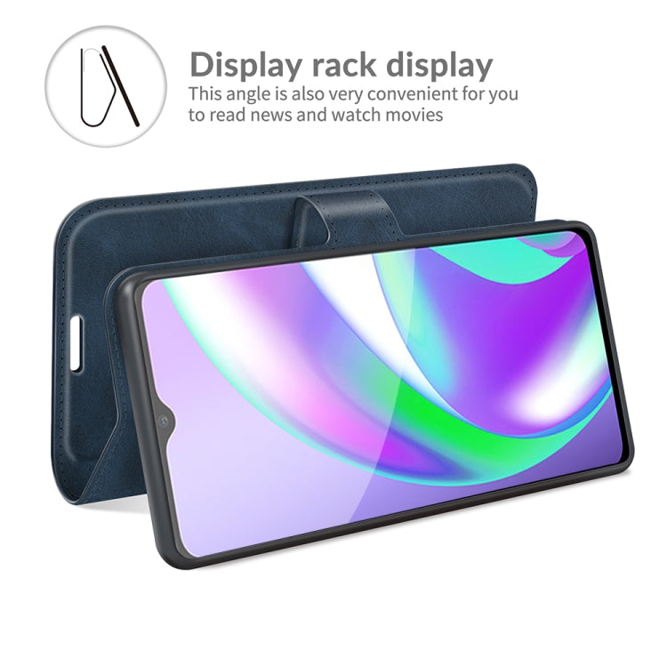 Retro Calf Pattern Buckle Card Wallet Left and Right Flip Phone Holster with Bracket Function For OPPO Realme C12