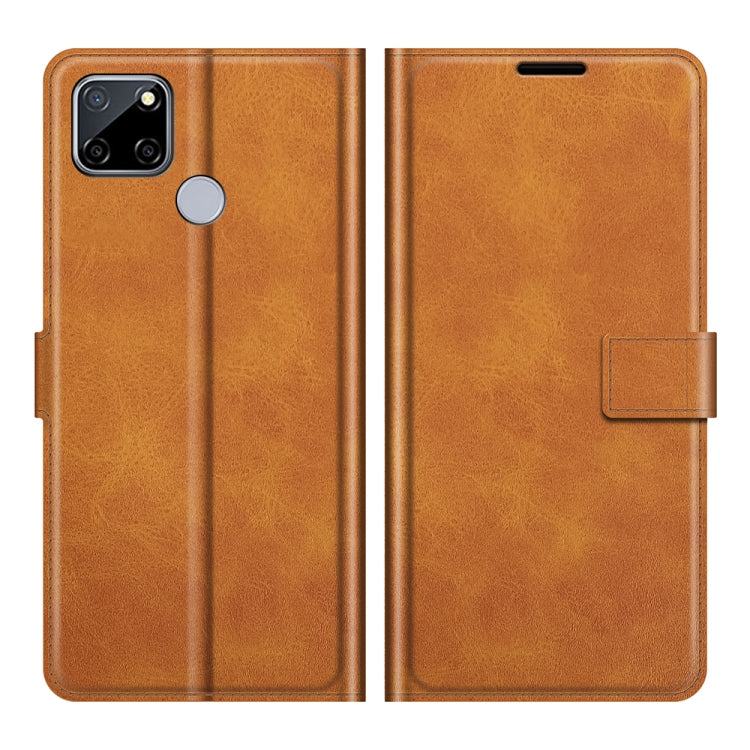 Retro Calf Pattern Buckle Card Wallet Left and Right Flip Phone Holster with Bracket Function For OPPO Realme C12