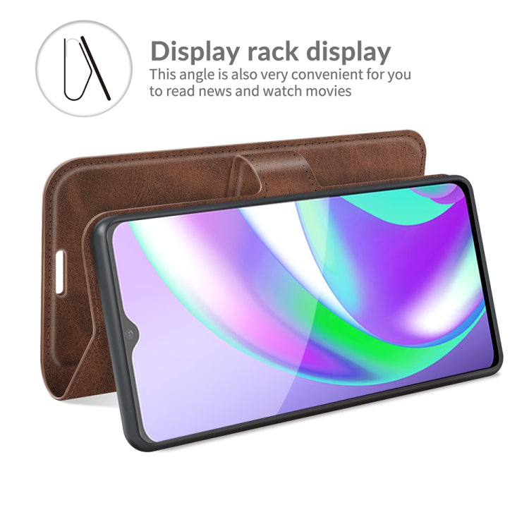 Retro Calf Pattern Buckle Card Wallet Left and Right Flip Phone Holster with Bracket Function For OPPO Realme C12