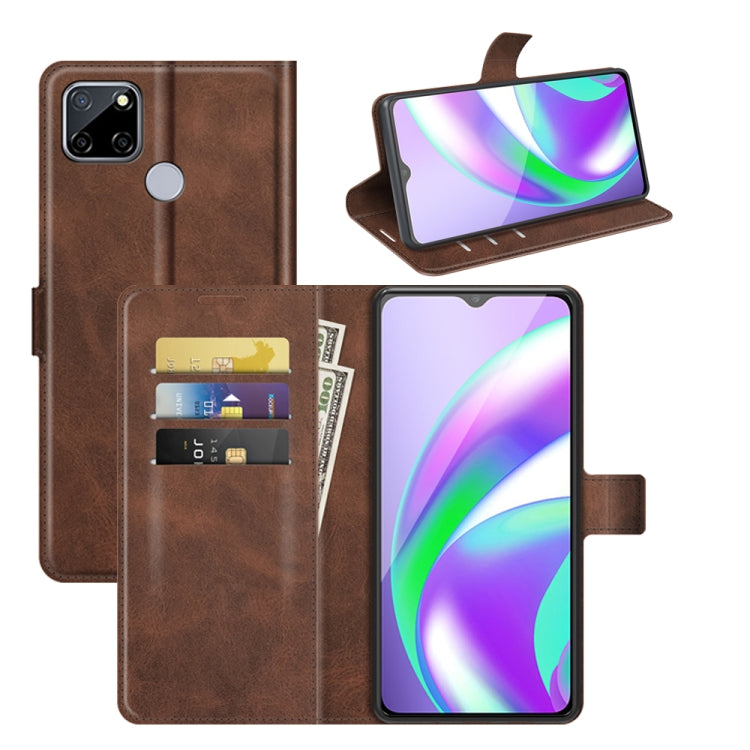 Retro Calf Pattern Buckle Card Wallet Left and Right Flip Phone Holster with Bracket Function For OPPO Realme C12