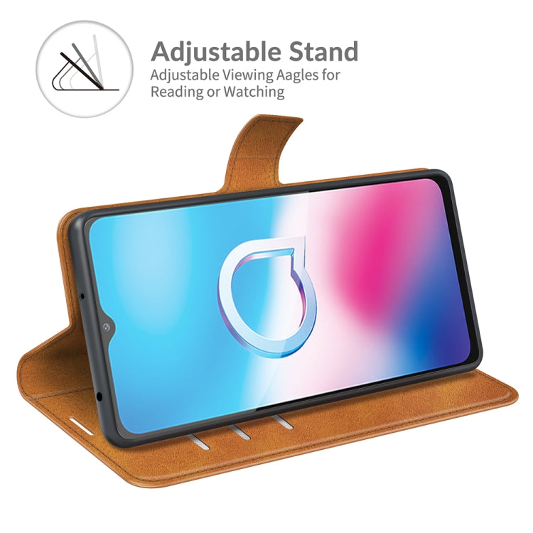 Retro Calf Pattern Buckle Card Wallet Left and Right Flip Phone Holster with Bracket Function For Alcatel 1S 2021 /3L 2021