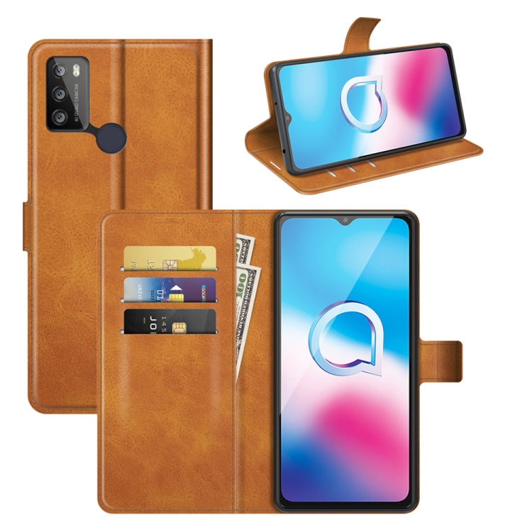 Retro Calf Pattern Buckle Card Wallet Left and Right Flip Phone Holster with Bracket Function For Alcatel 1S 2021 /3L 2021