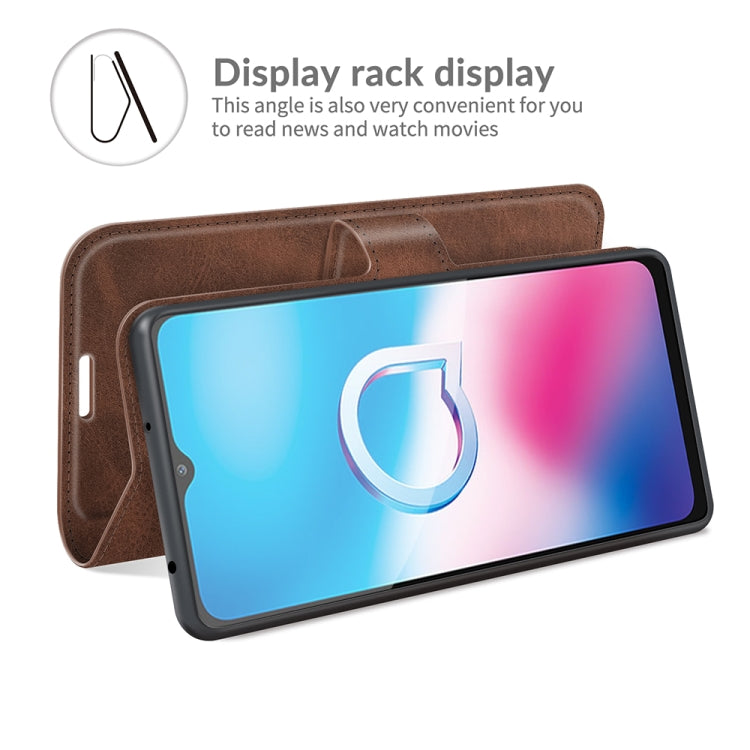 Retro Calf Pattern Buckle Card Wallet Left and Right Flip Phone Holster with Bracket Function For Alcatel 1S 2021 /3L 2021