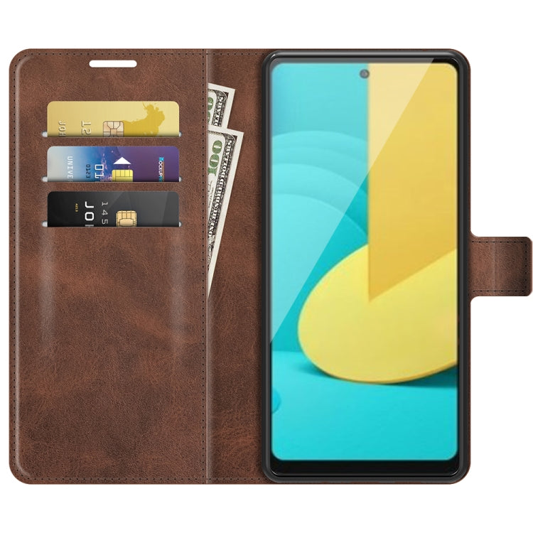 Retro Calf Pattern Buckle Card Wallet Left and Right Flip Phone Holster with Bracket Function For LG Stylo 7 5G