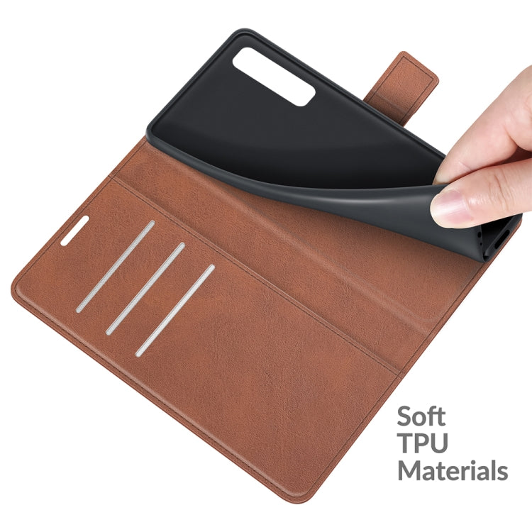 Retro Calf Pattern Buckle Card Wallet Left and Right Flip Phone Holster with Bracket Function For LG Stylo 7 5G