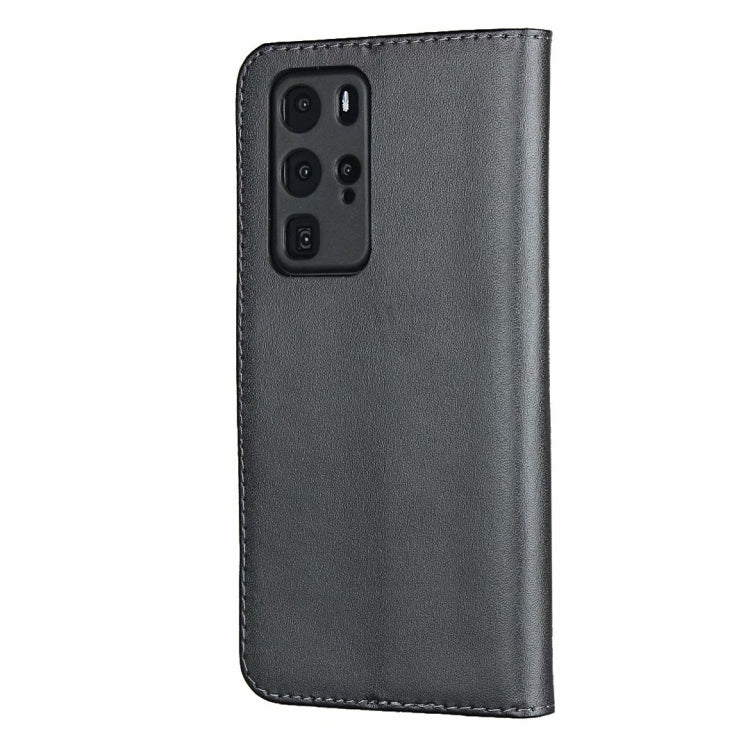 Plain Texture Cowhide Leather Horizontal Flip Case with Magnetic Clasp & Holder & Card Slots & Wallet For Huawei P40 Pro(Black)