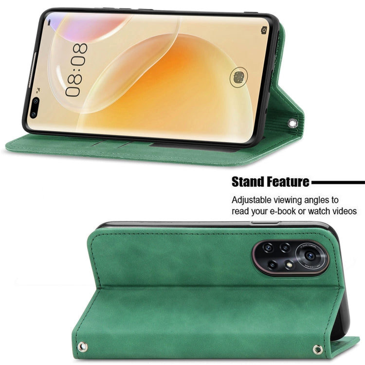 Retro Skin Feel Business Magnetic Horizontal Flip Leather Case with Holder & Card Slots & Wallet & Photo Frame For Huawei Nova 8 Pro