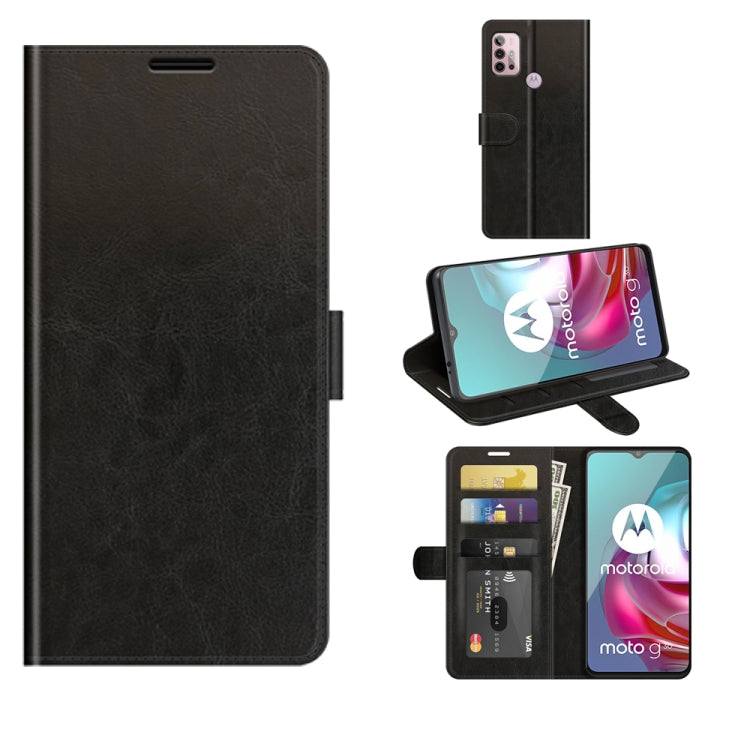 For Motorola Moto G30/G10 R64 Texture Single Horizontal Flip Protective Case with Holder & Card Slots & Wallet& Photo Frame