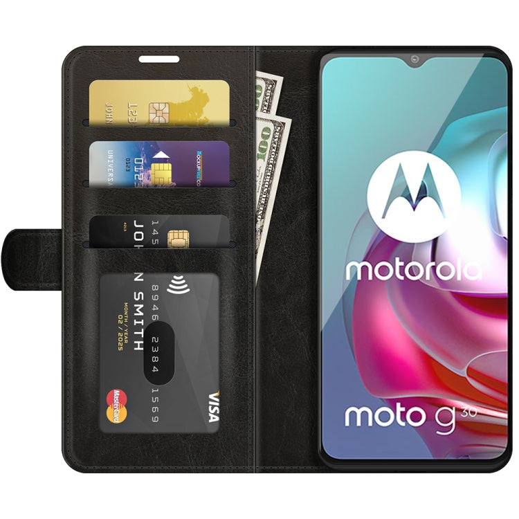 For Motorola Moto G30/G10 R64 Texture Single Horizontal Flip Protective Case with Holder & Card Slots & Wallet& Photo Frame