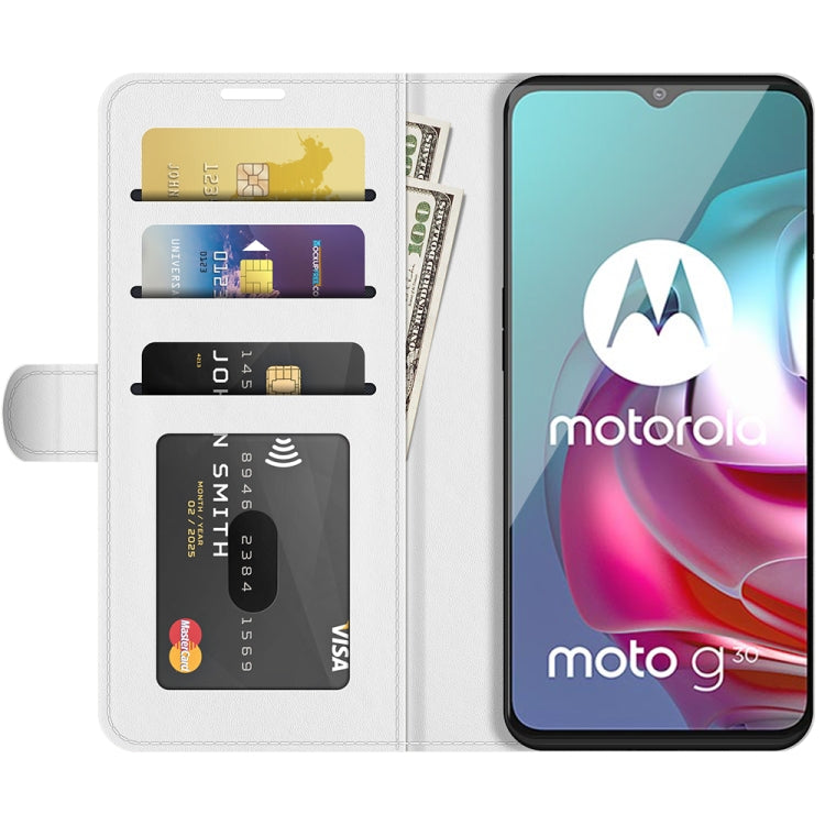 For Motorola Moto G30/G10 R64 Texture Single Horizontal Flip Protective Case with Holder & Card Slots & Wallet& Photo Frame