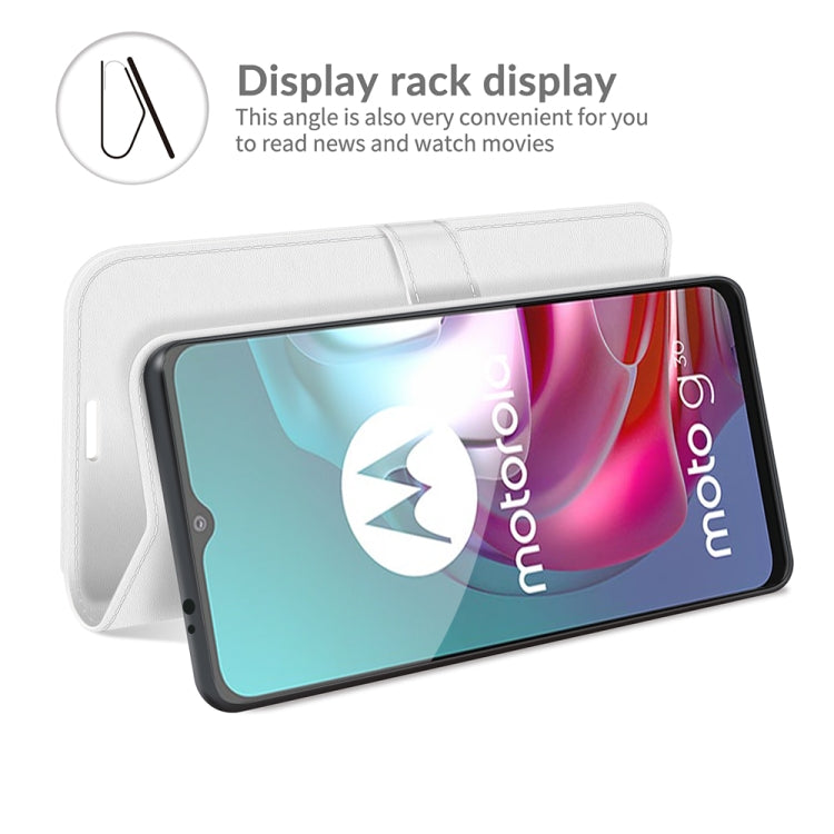 For Motorola Moto G30/G10 R64 Texture Single Horizontal Flip Protective Case with Holder & Card Slots & Wallet& Photo Frame