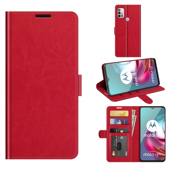 For Motorola Moto G30/G10 R64 Texture Single Horizontal Flip Protective Case with Holder & Card Slots & Wallet& Photo Frame