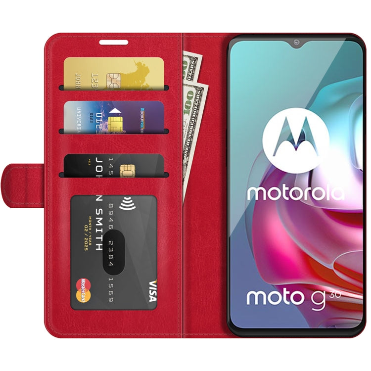 For Motorola Moto G30/G10 R64 Texture Single Horizontal Flip Protective Case with Holder & Card Slots & Wallet& Photo Frame