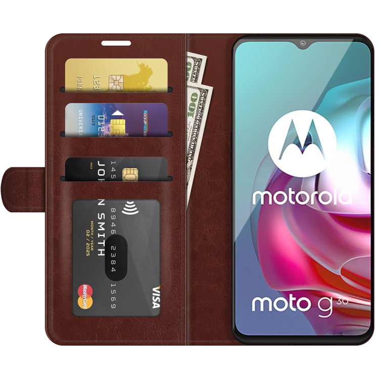 For Motorola Moto G30/G10 R64 Texture Single Horizontal Flip Protective Case with Holder & Card Slots & Wallet& Photo Frame