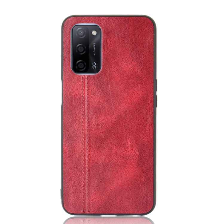 For OPPO A55 5G Shockproof Sewing Cow Pattern Skin PC + PU + TPU Case