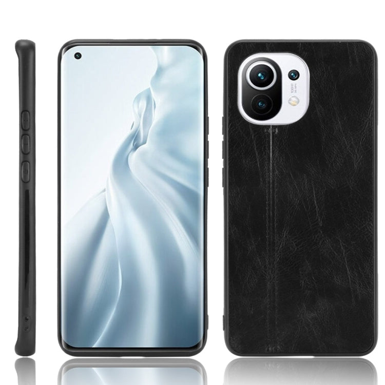 For Xiaomi Mi 11 Shockproof Sewing Cow Pattern Skin PC + PU + TPU Case