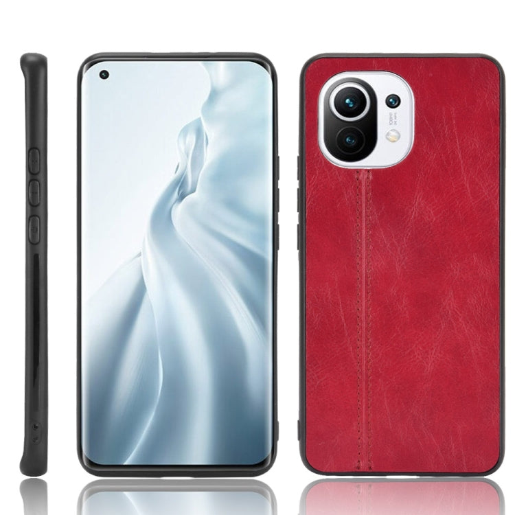 For Xiaomi Mi 11 Shockproof Sewing Cow Pattern Skin PC + PU + TPU Case