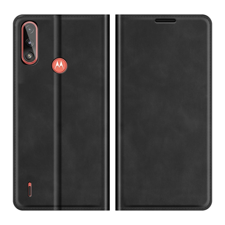 For Motorola Moto E7 Power Retro-skin Business Magnetic Suction Leather Case with Holder & Card Slots & Wallet