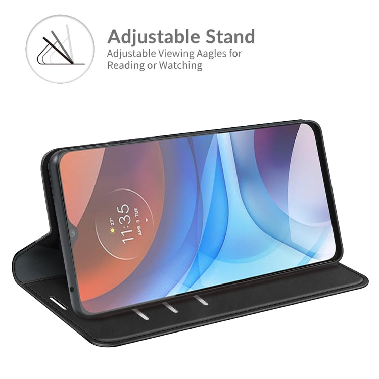 For Motorola Moto E7 Power Retro-skin Business Magnetic Suction Leather Case with Holder & Card Slots & Wallet