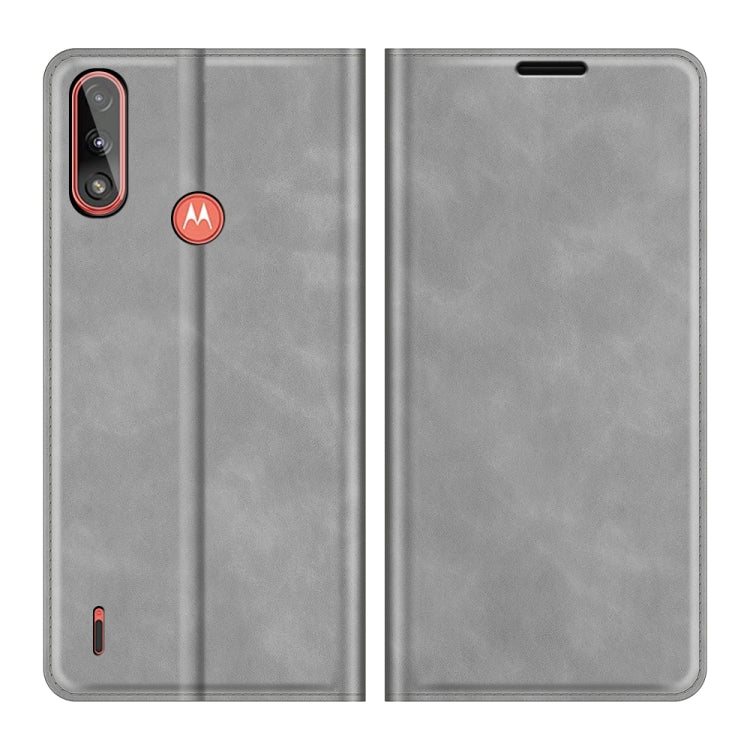 For Motorola Moto E7 Power Retro-skin Business Magnetic Suction Leather Case with Holder & Card Slots & Wallet