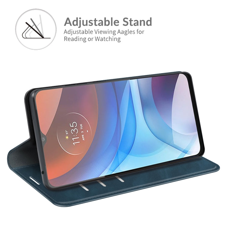 For Motorola Moto E7 Power Retro-skin Business Magnetic Suction Leather Case with Holder & Card Slots & Wallet