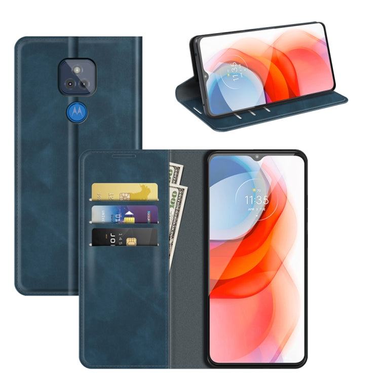 For Motorola Moto G Play 2021 Retro-skin Business Magnetic Suction Leather Case with Holder & Card Slots & Wallet