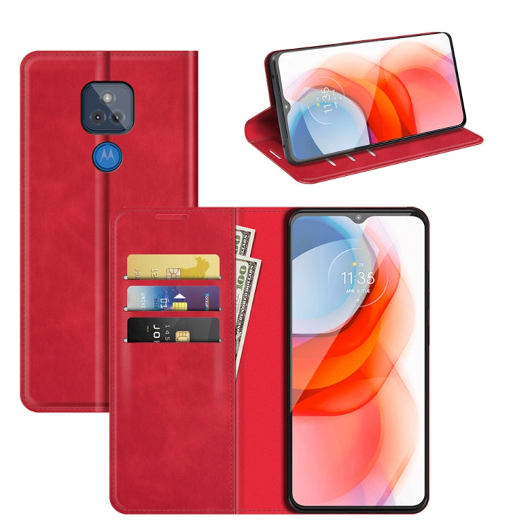 For Motorola Moto G Play 2021 Retro-skin Business Magnetic Suction Leather Case with Holder & Card Slots & Wallet
