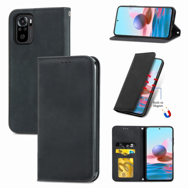 For Xiaomi Redmi Note 10 4G Retro Skin Feel Business Magnetic Horizontal Flip Leather Case with Holder & Card Slots & Wallet & Photo Frame