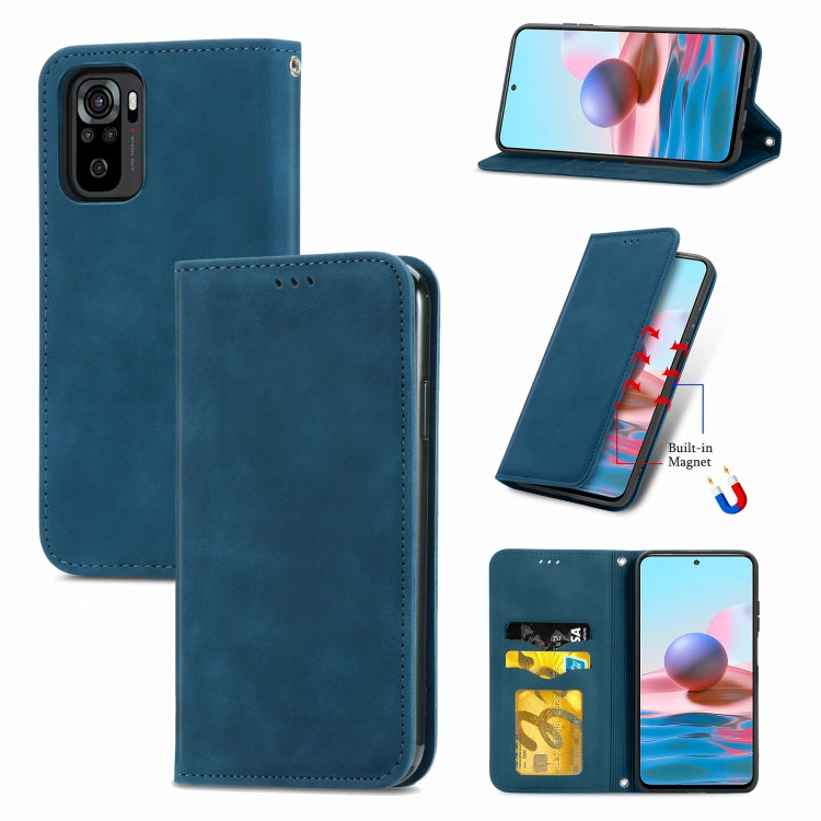 For Xiaomi Redmi Note 10 4G Retro Skin Feel Business Magnetic Horizontal Flip Leather Case with Holder & Card Slots & Wallet & Photo Frame