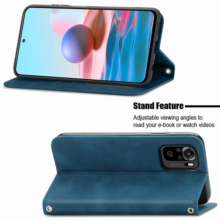 For Xiaomi Redmi Note 10 4G Retro Skin Feel Business Magnetic Horizontal Flip Leather Case with Holder & Card Slots & Wallet & Photo Frame