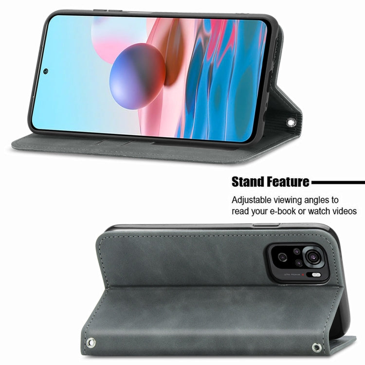 For Xiaomi Redmi Note 10 4G Retro Skin Feel Business Magnetic Horizontal Flip Leather Case with Holder & Card Slots & Wallet & Photo Frame