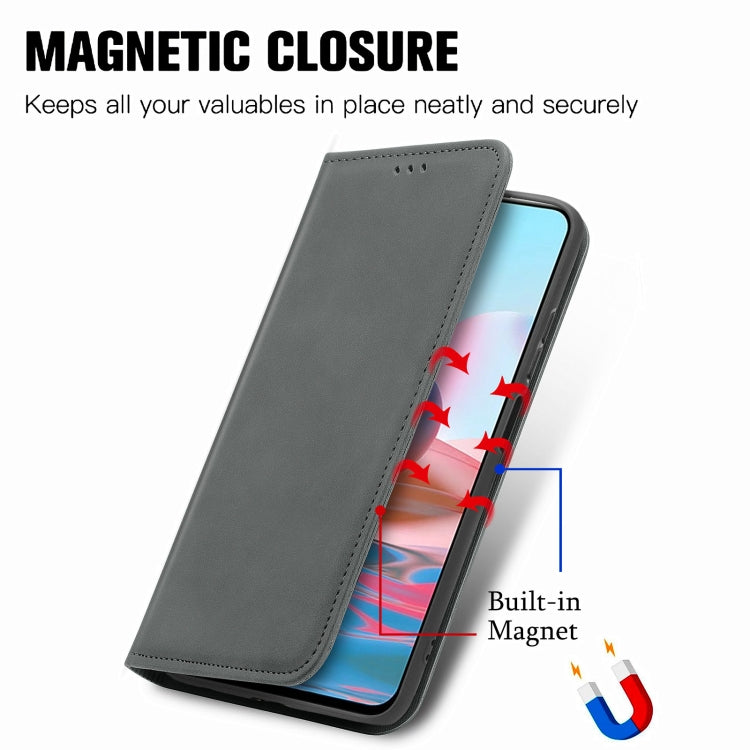 For Xiaomi Redmi Note 10 4G Retro Skin Feel Business Magnetic Horizontal Flip Leather Case with Holder & Card Slots & Wallet & Photo Frame
