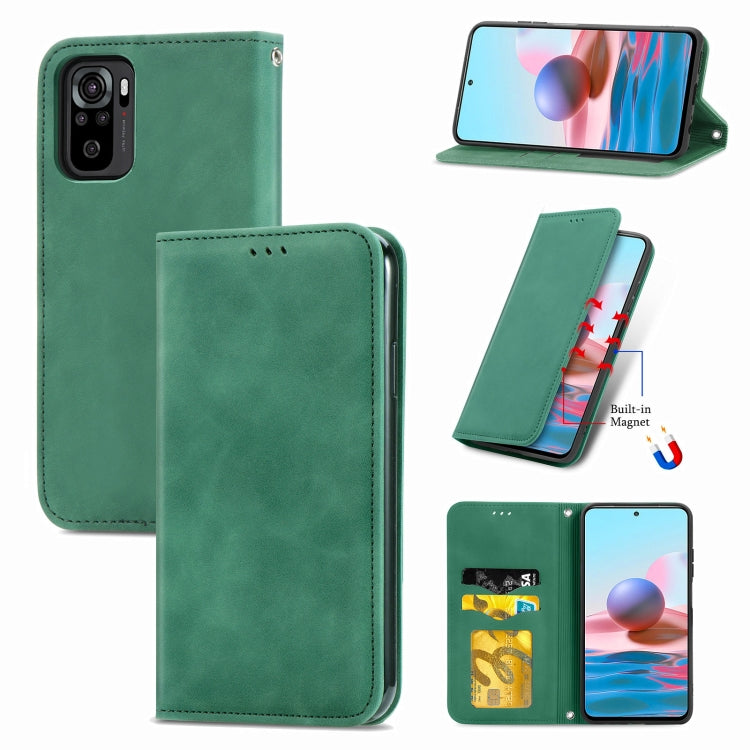 For Xiaomi Redmi Note 10 4G Retro Skin Feel Business Magnetic Horizontal Flip Leather Case with Holder & Card Slots & Wallet & Photo Frame