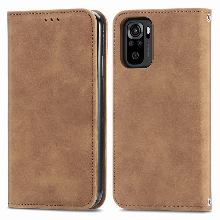 For Xiaomi Redmi Note 10 4G Retro Skin Feel Business Magnetic Horizontal Flip Leather Case with Holder & Card Slots & Wallet & Photo Frame