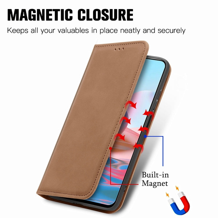 For Xiaomi Redmi Note 10 4G Retro Skin Feel Business Magnetic Horizontal Flip Leather Case with Holder & Card Slots & Wallet & Photo Frame