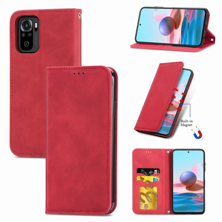 For Xiaomi Redmi Note 10 4G Retro Skin Feel Business Magnetic Horizontal Flip Leather Case with Holder & Card Slots & Wallet & Photo Frame